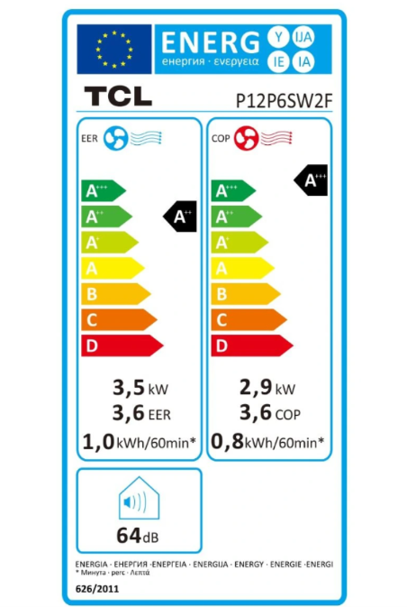 TCL Mobiles Klimagerät Reversible P12P6SW2F – 12000 BTU, Klasse A++, Wi-Fi, R290