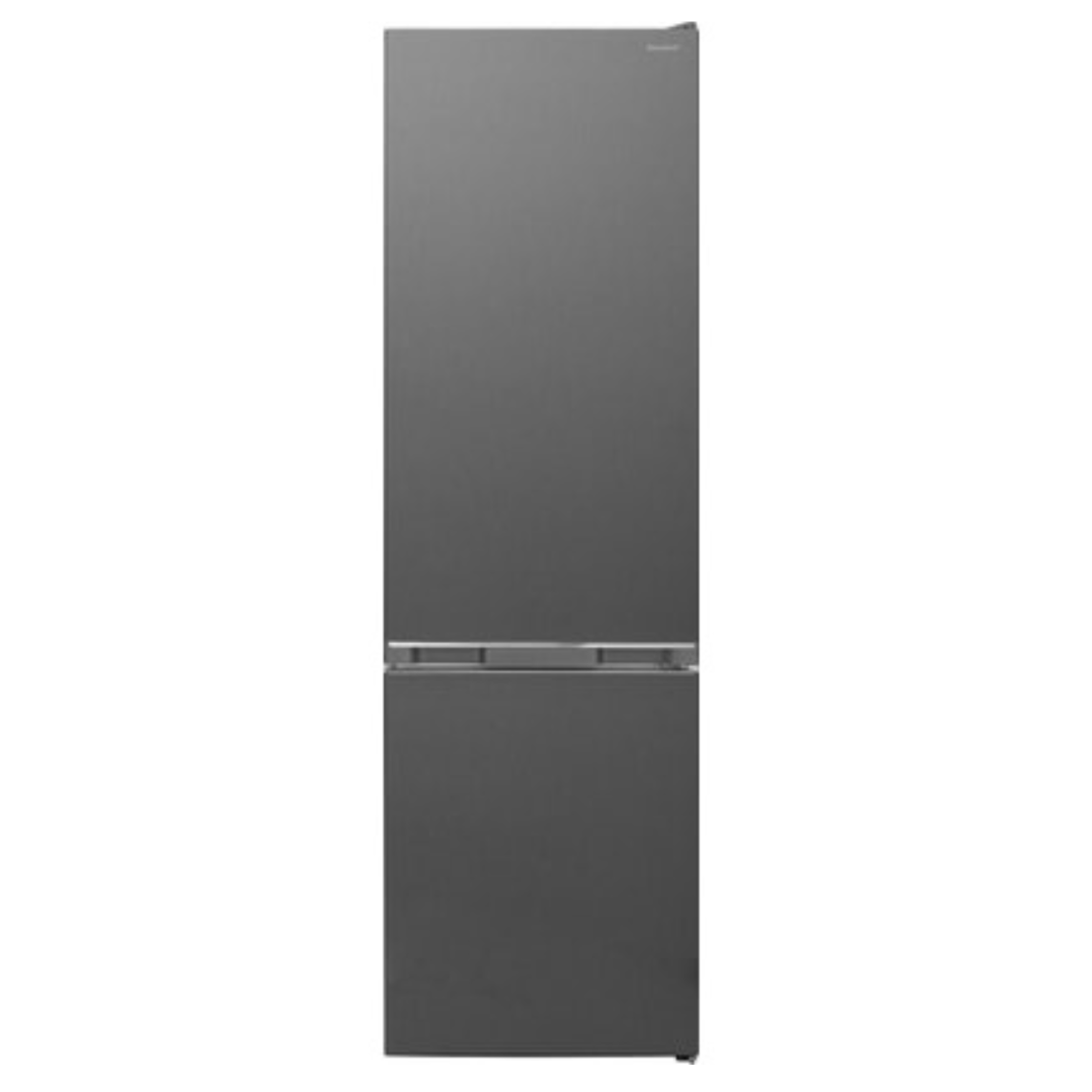 Réfrigérateur Sharp SJ-BB05DTXLF blanc avec porte double et compartiments de rangement visibles.