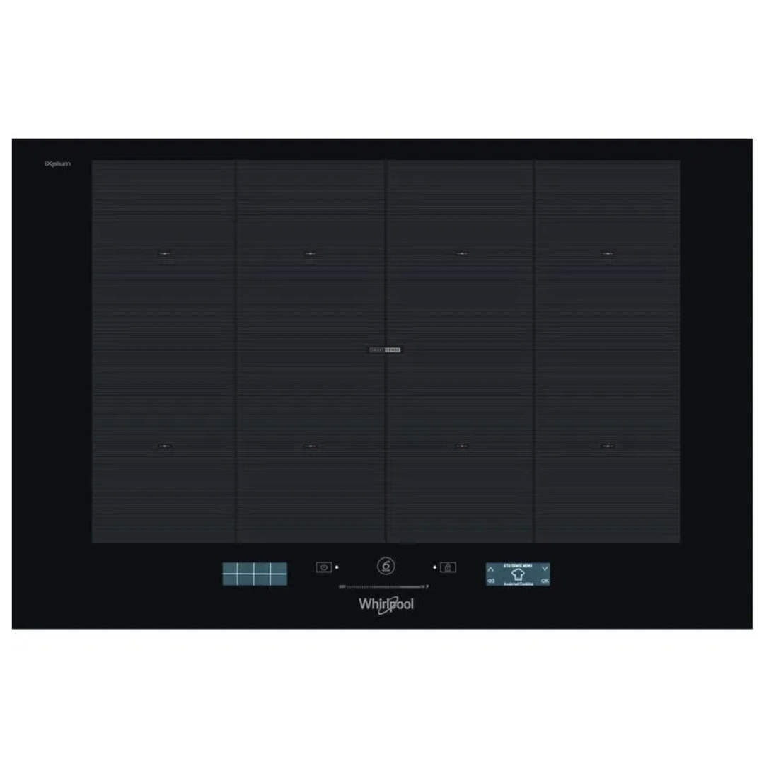 Table de cuisson Whirlpool SMP778CNEIXL avec quatre zones de cuisson et commande tactile, vue de face.