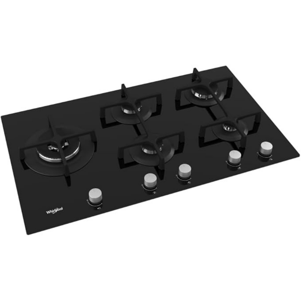 Table de cuisson Whirlpool Goa9523NB avec surface en verre noir et commandes tactiles visibles sur l'image.