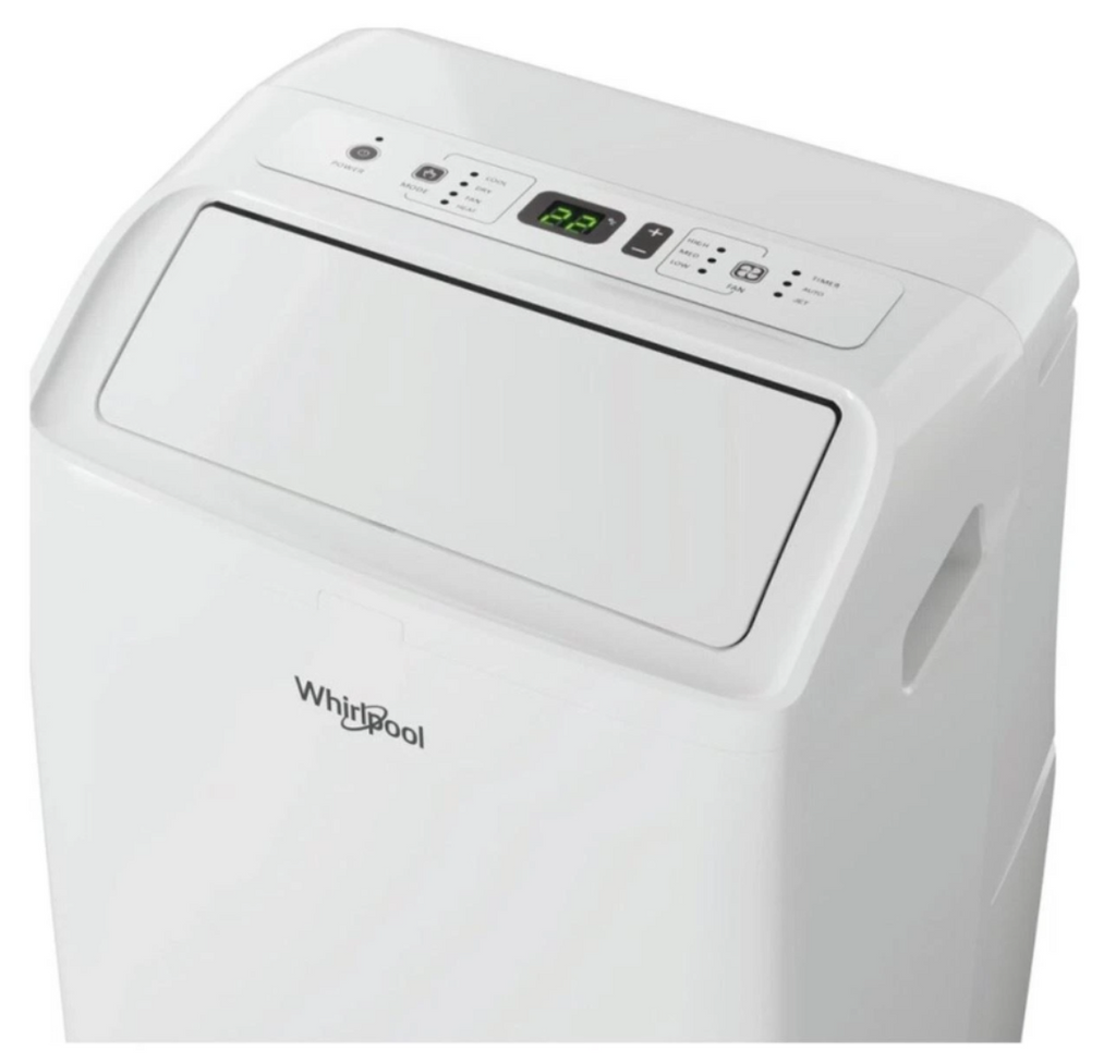 Mobiler Monoblock Klimaanlage Reversibel Whirlpool PACF212HPW – 3300 W, Klasse A/A+, R290, 6th Sense