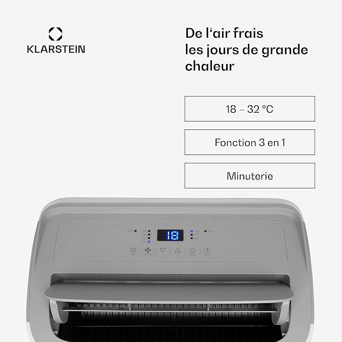 Klarstein Mobile Klimaanlage 12000 BTU – Klasse A+, R290, SEER 13, Leise 63 dB