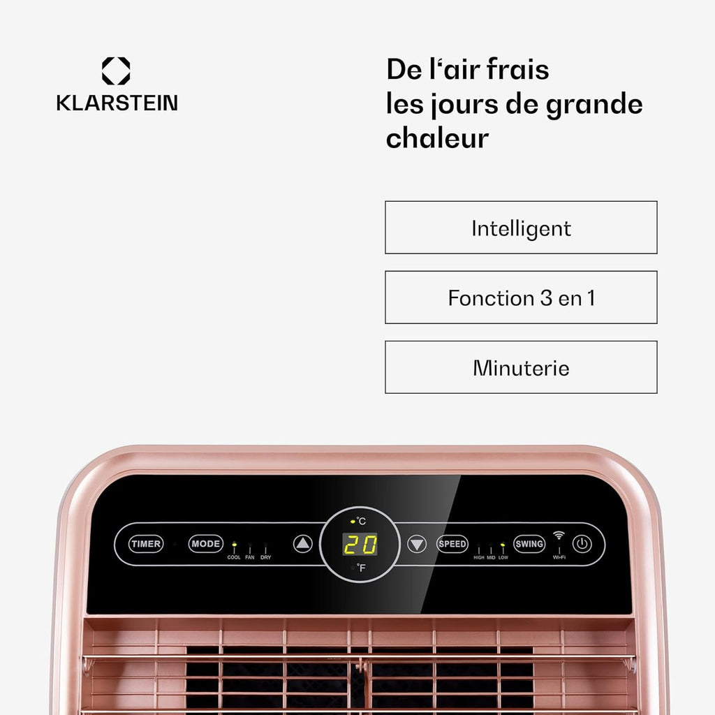Smart-Klimaanlage Klarstein 12000 BTU – Klasse A, R290, Inverter, verbunden, 52 dB, Rosa