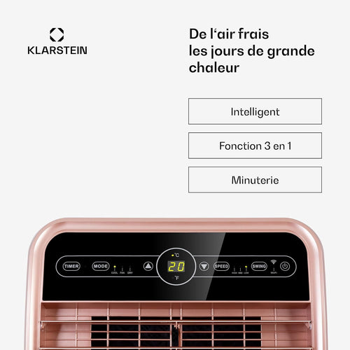 Smart-Klimaanlage Klarstein 12000 BTU – Klasse A, R290, Inverter, verbunden, 52 dB, Rosa