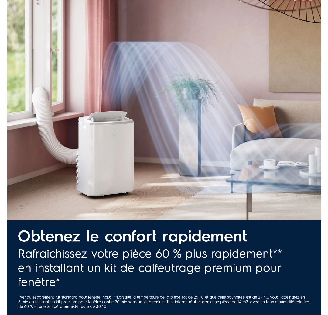 Mobiles Klimagerät Reversibel Electrolux EXP38U340HW Comfort 600 – 2600 W, Klasse A, R290, Vernetzt