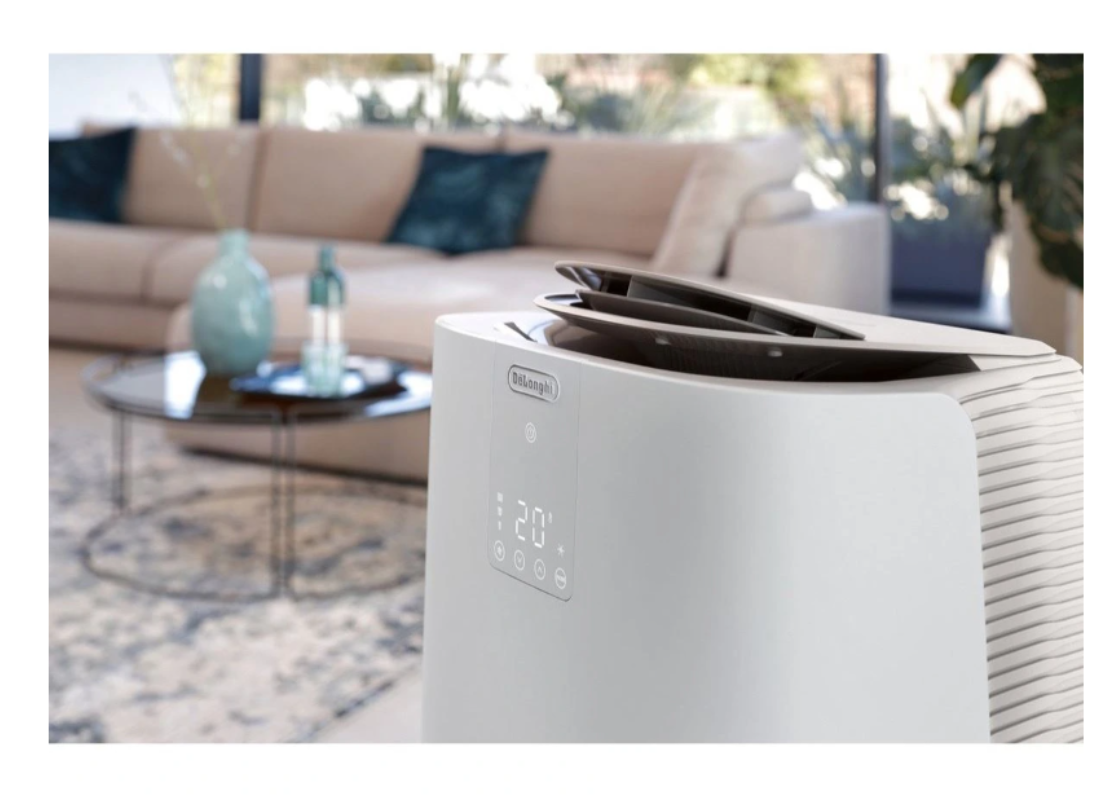 De'Longhi PACAP98 GentleJet Mobiles Klimagerät – 11500 BTU, Klasse A+, R290, GentleJet 180°