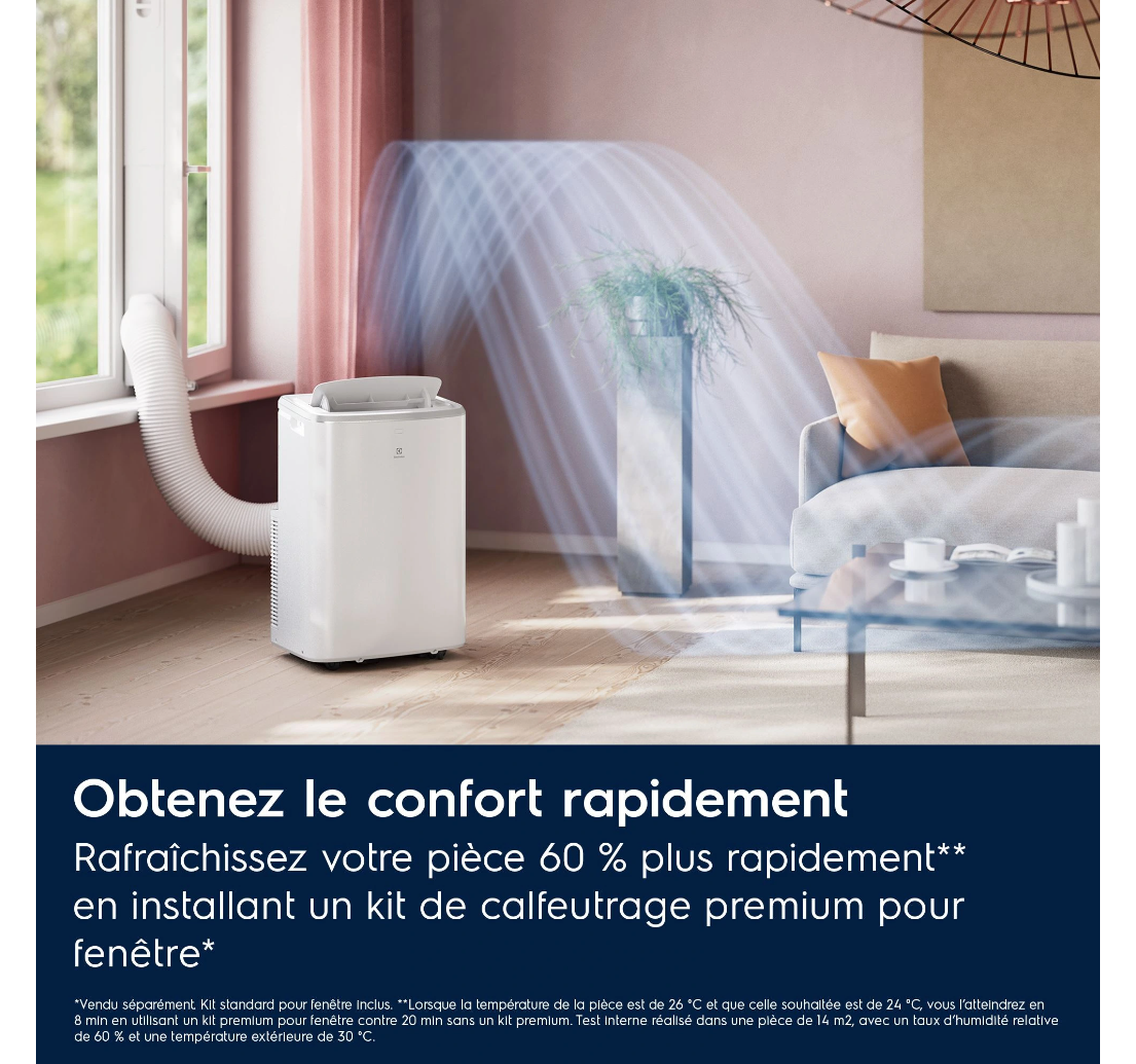 Electrolux EXP26U339CW Comfort 600 mobiles Klimagerät – 2600 W, Klasse A, R290, 64 dB