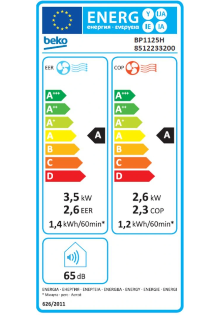 Beko Mobile Klimaanlage Reversibel BP1125H – 3500 W, Vernetzt, Sprachsteuerung, 65 dB