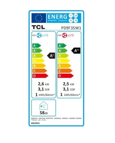 TCL P09F3SW1 Reversible Mobile Klimaanlage – 9000 BTU, Klasse A+/A++, Wi-Fi, 58 dB