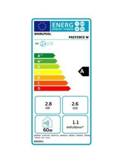 Whirlpool PACF29COW mobile Klimaanlage – 2800 W, Klasse A, R290, Around U, 60 dB