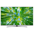 Télévision LG 75UQ81006LB.AEU avec écran large, cadre fin et interface moderne, affichant une image claire et colorée.