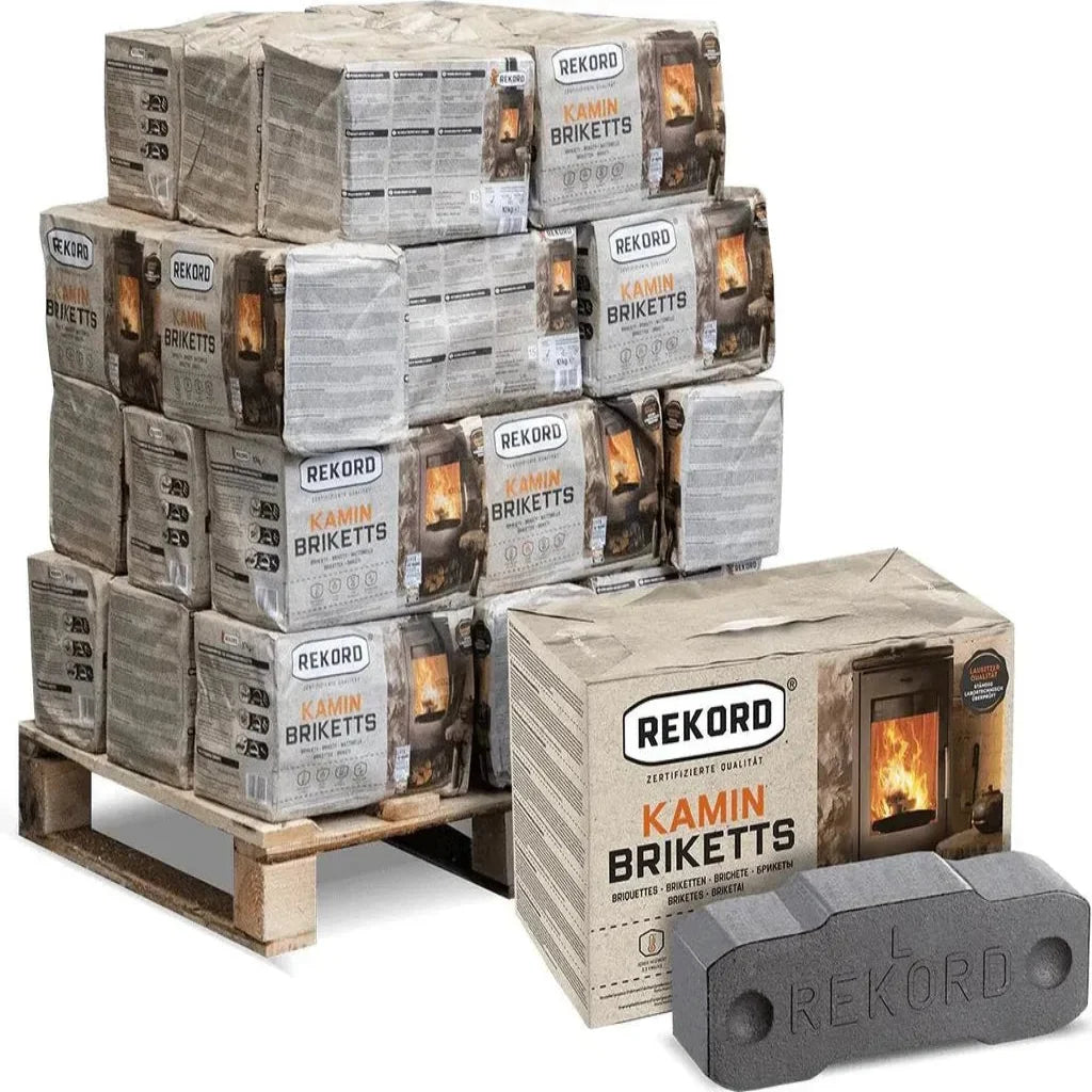 REKORD Braunkohlebriketts 300 kg – 30 × 10 kg, Papierverpackung