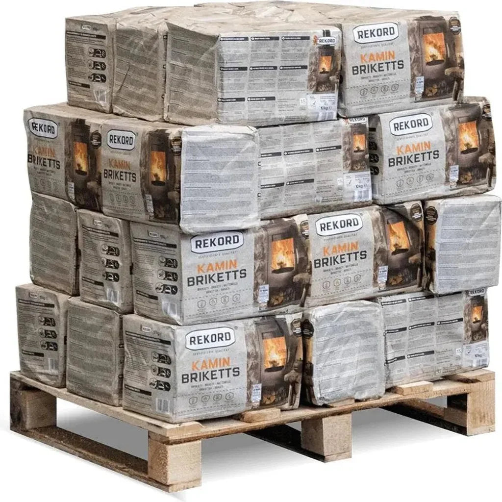 REKORD Braunkohlebriketts 300 kg – 30 × 10 kg, Papierverpackung