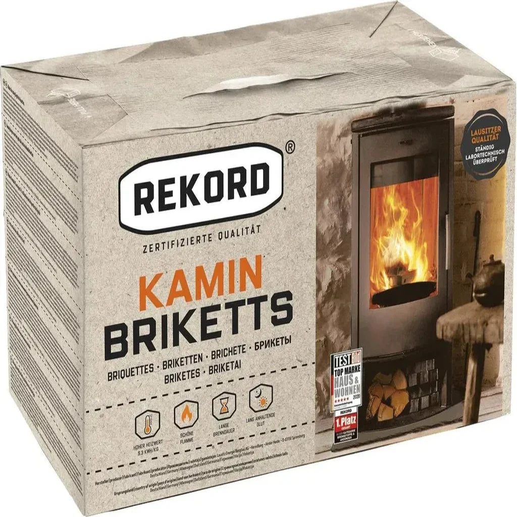 REKORD Braunkohlebriketts 300 kg – 30 × 10 kg, Papierverpackung
