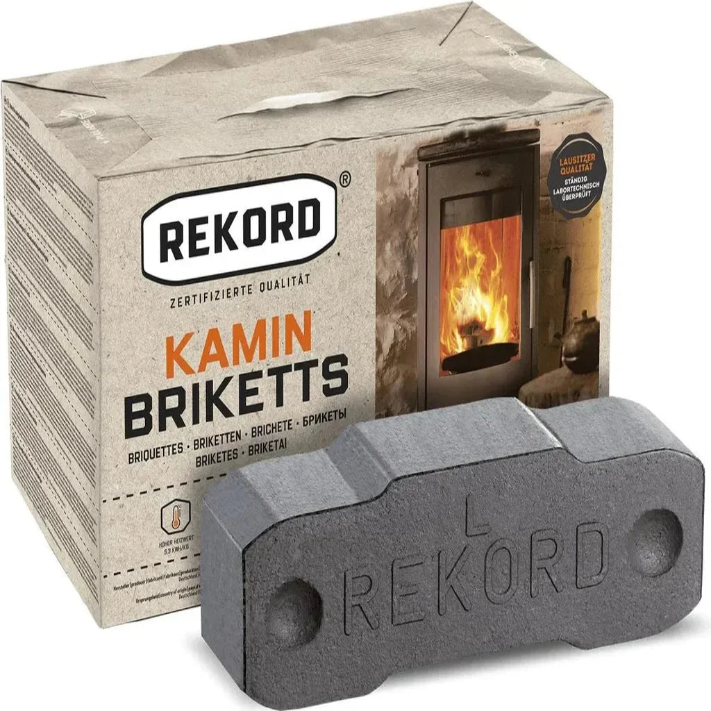 REKORD Braunkohlebriketts 300 kg – 30 × 10 kg, Papierverpackung